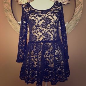 Black Lace Peplum Top